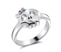 Skull with Bow Surgical Steel Rings SKR-15